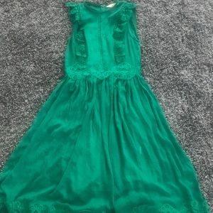 Green Ted Baker Portia Frill Lace Midi Dress